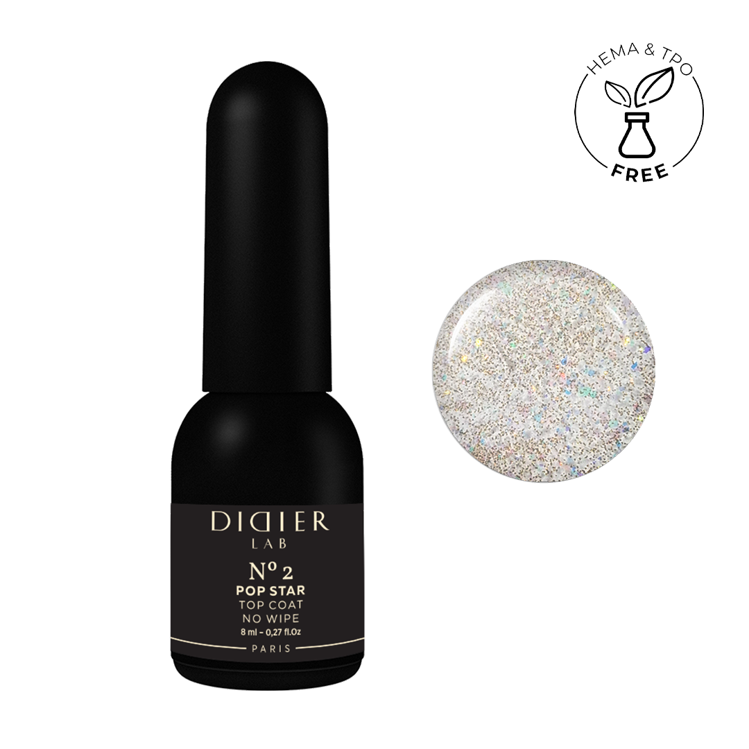Top coat - Pop Star No2, No wipe | Didier Lab - 8ml